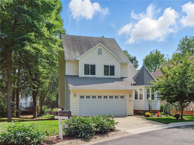 12503 Winchester Green Ct, Henrico, VA 23233 - view of front of property featuring driveway, a shingled roof, an attached garage, and a front lawn