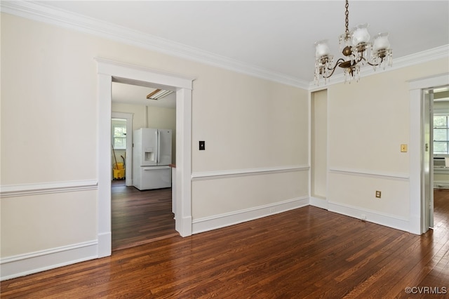 2707 Sherbourne Rd, Chesterfield, VA 23237 - unfurnished dining area featuring wood finished floors, healthy amount of natural light, a chandelier, and ornamental molding