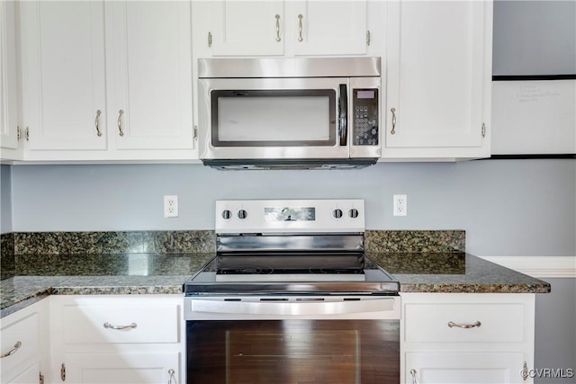 1301 Wesanne Ln, Midlothian, VA 23114 - kitchen with stainless steel appliances, white cabinets, and dark stone countertops