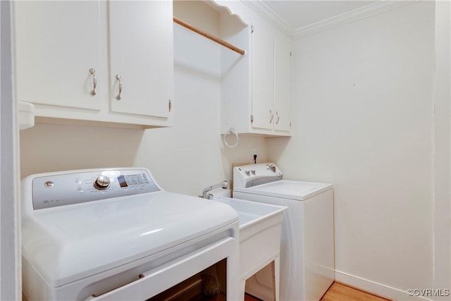 1301 Wesanne Ln, Midlothian, VA 23114 - laundry room with independent washer and dryer, cabinet space, and ornamental molding