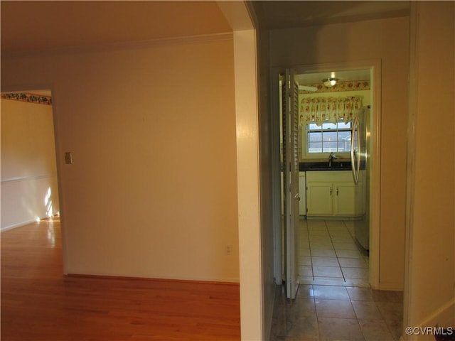 2803 Cannon Rd, Glen Allen, VA 23060 - hallway with ornamental molding and light wood finished floors