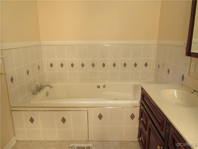 2803 Cannon Rd, Glen Allen, VA 23060 - full bath with vanity, a garden tub, and tile patterned flooring