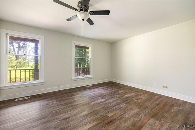31 Pleasant Run, Cartersville, VA 23027 - empty room with dark wood-type flooring and ceiling fan