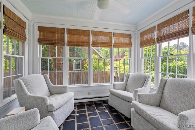 6502 W Franklin St, Henrico, VA 23226 - sunroom with a baseboard heating unit and crown molding