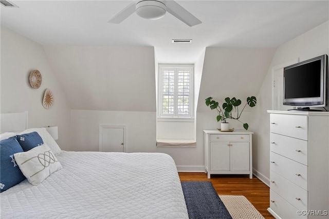 6502 W Franklin St, Henrico, VA 23226 - bedroom featuring wood finished floors, ceiling fan, and vaulted ceiling