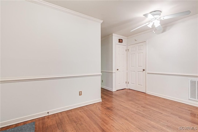 13542 Heathbrook Ter, Midlothian, VA 23112 - unfurnished room with light wood finished floors, a ceiling fan, and ornamental molding