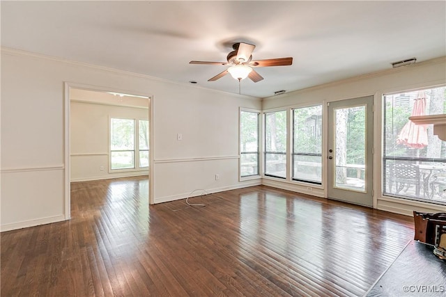 13542 Heathbrook Ter, Midlothian, VA 23112 - spare room with a ceiling fan, wood-type flooring, and crown molding