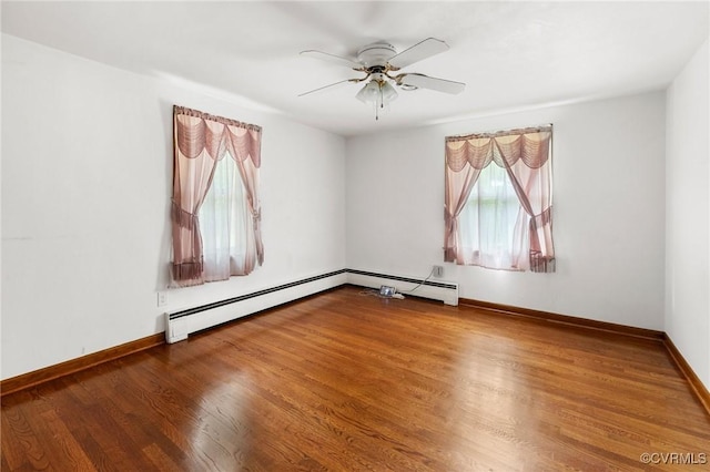12418 Gravelbrook Rd, South Prince George, VA 23805 - unfurnished room with ceiling fan, wood finished floors, and a baseboard radiator