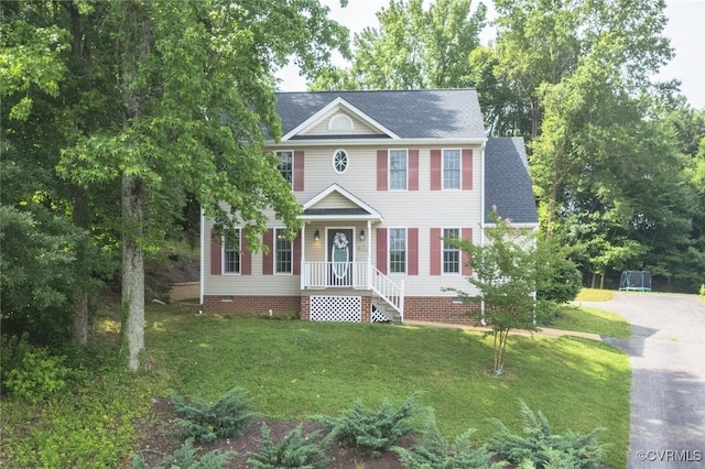 206 Michaux Crossing Ln, Chesterfield, VA 23113 - colonial-style house featuring a front lawn, roof with shingles, and crawl space