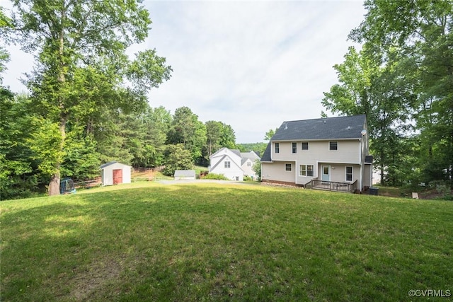206 Michaux Crossing Ln, Chesterfield, VA 23113 - view of grassy yard with a storage shed and a wooden deck