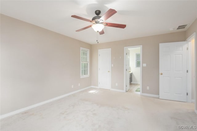 206 Michaux Crossing Ln, Chesterfield, VA 23113 - unfurnished bedroom with light carpet, ceiling fan, and ensuite bathroom