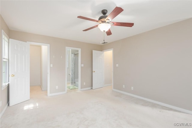 206 Michaux Crossing Ln, Chesterfield, VA 23113 - unfurnished bedroom featuring light carpet, ensuite bath, and a ceiling fan