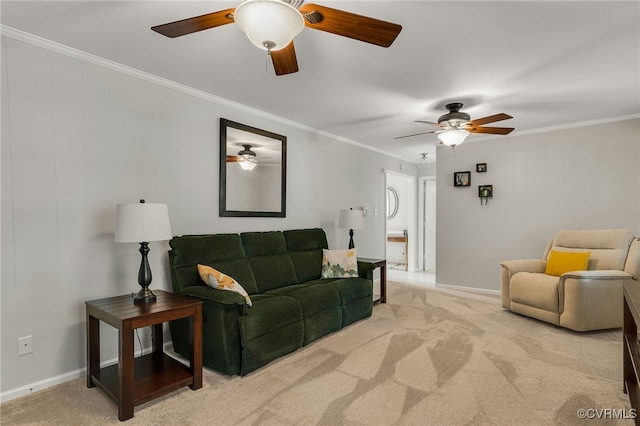 1948 Neptune Dr, North Chesterfield, VA 23235 - living area with ceiling fan, ornamental molding, and light colored carpet