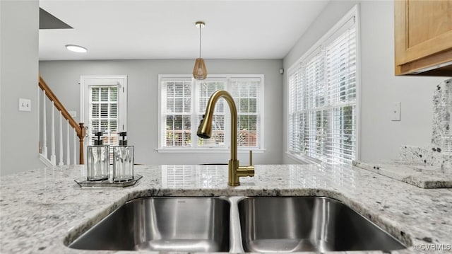 500 Village Gate Dr, Midlothian, VA 23114 - kitchen view of light stone countertops and hanging light fixtures