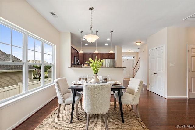 3916 Clipper Ln, Hopewell, VA 23860 - dining room featuring plenty of natural light, dark wood-style floors, and recessed lighting