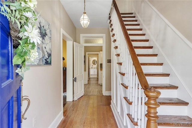 429 4th St, West Point, VA 23181 - entrance foyer featuring wood-type flooring and stairway