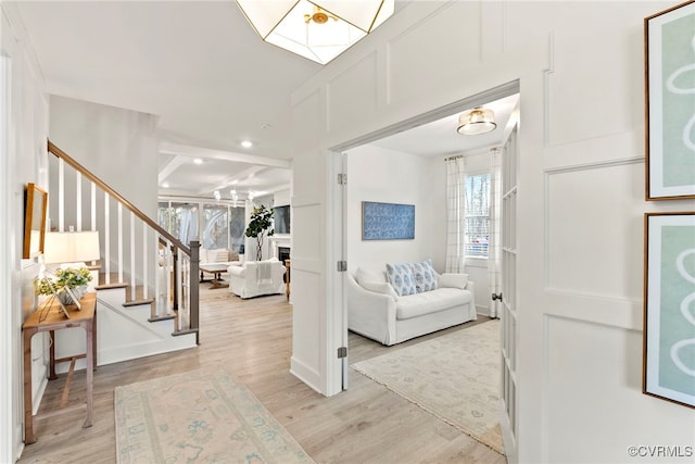 18207 Maple Summit Ct, Moseley, VA 23120 - foyer entrance featuring stairway, light wood-style floors, and recessed lighting