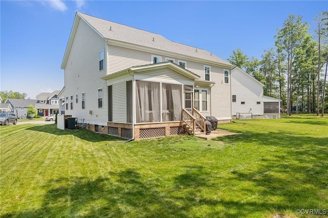 18207 Maple Summit Ct, Moseley, VA 23120 - rear view of property with a sunroom and a yard