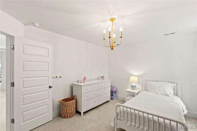 18207 Maple Summit Ct, Moseley, VA 23120 - bedroom featuring light colored carpet and a chandelier