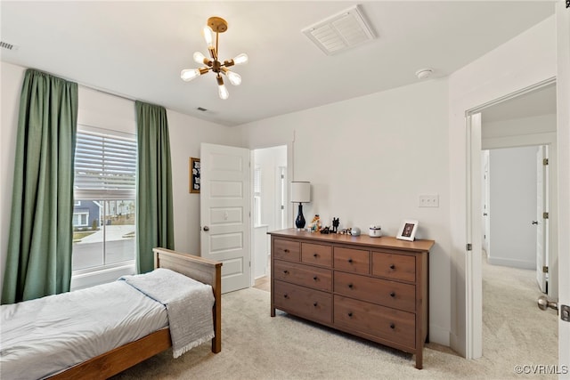 18207 Maple Summit Ct, Moseley, VA 23120 - bedroom with light colored carpet and a chandelier