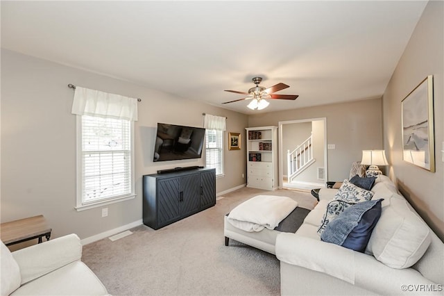 13730 Village View Dr, Midlothian, VA 23114 - living area featuring carpet and a ceiling fan