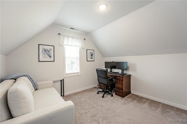 13730 Village View Dr, Midlothian, VA 23114 - office area featuring lofted ceiling and light carpet