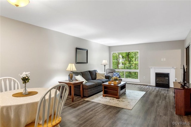 10152 Iron Mill Rd, North Chesterfield, VA 23235 - living area with dark wood-type flooring and a fireplace with flush hearth