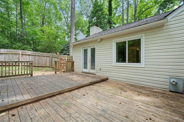 12707 Southwick Pl, Midlothian, VA 23113 - wooden terrace with french doors and view of scattered trees