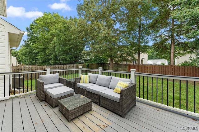 15619 Winding Ash Dr, Chesterfield, VA 23832 - deck featuring an outdoor hangout area and a fenced backyard