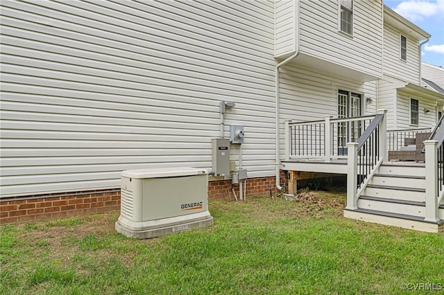 15619 Winding Ash Dr, Chesterfield, VA 23832 - view of side of home with a wooden deck, stairway, and a yard