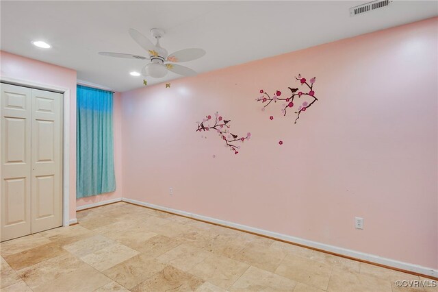 419 Carter Ln, Louisa, VA 23093 - unfurnished bedroom featuring recessed lighting, a closet, and ceiling fan