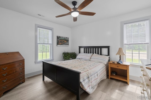 9530 Dabneys Mill Rd, Manquin, VA 23106 - bedroom with multiple windows, light wood-type flooring, and ceiling fan