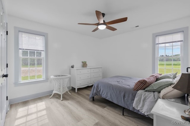 9530 Dabneys Mill Rd, Manquin, VA 23106 - bedroom with multiple windows, light wood-style flooring, and ceiling fan