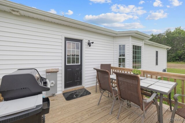 9530 Dabneys Mill Rd, Manquin, VA 23106 - wooden deck featuring outdoor dining area and grilling area