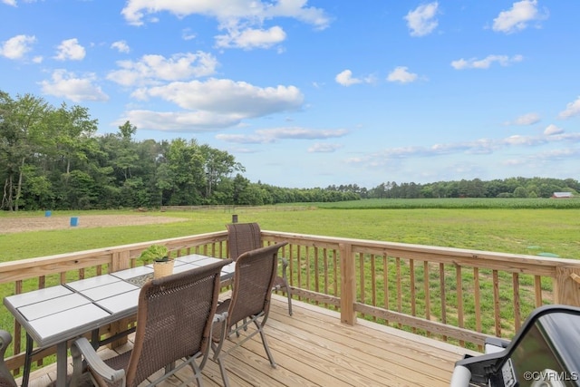 9530 Dabneys Mill Rd, Manquin, VA 23106 - deck with outdoor dining space, a view of countryside, and a lawn