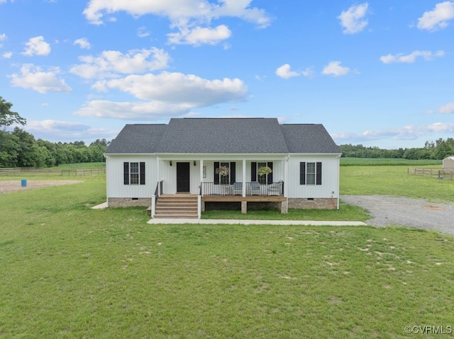 9530 Dabneys Mill Rd, Manquin, VA 23106 - view of front of home with crawl space, a porch, roof with shingles, and board and batten siding