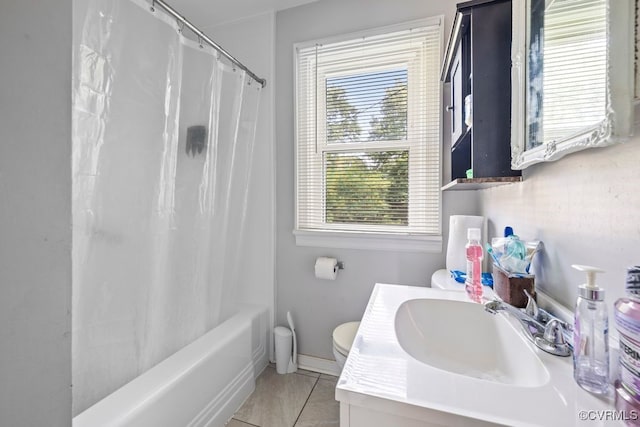 4825 Stanley Dr, North Chesterfield, VA 23234 - full bath with plenty of natural light, vanity, shower / tub combo with curtain, and tile patterned flooring