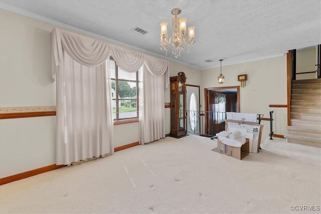 708 Compton Rd, Colonial Heights, VA 23834 - interior space featuring stairs, a chandelier, and ornamental molding