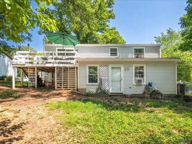 8507 Spruce Pine Dr, North Chesterfield, VA 23235 - back of property with stairway, a wooden deck, and entry steps