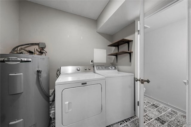 410 Airycrest Dr, Highland Springs, VA 23075 - laundry room featuring water heater and separate washer and dryer