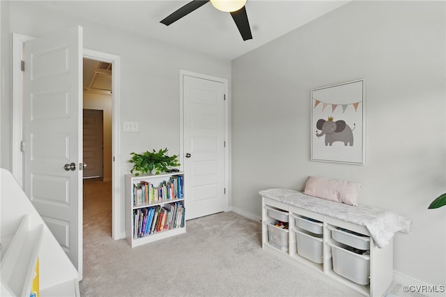8045 Ellendale Dr, Mechanicsville, VA 23116 - carpeted bedroom featuring attic access and a ceiling fan