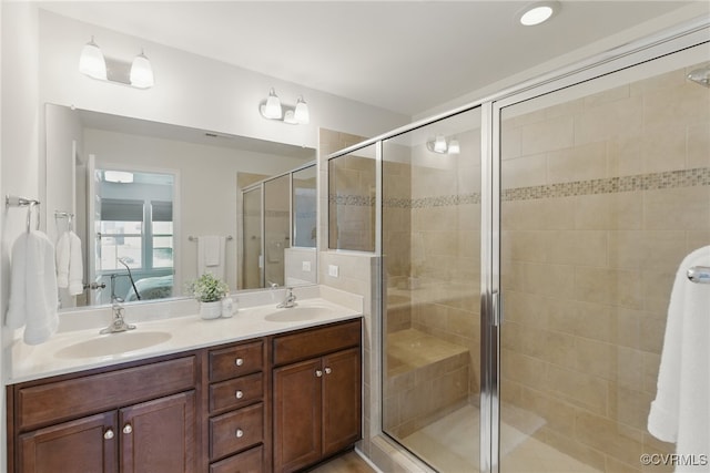 8045 Ellendale Dr, Mechanicsville, VA 23116 - ensuite bathroom with double vanity and a shower stall