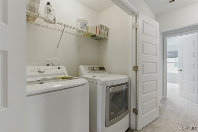 8045 Ellendale Dr, Mechanicsville, VA 23116 - washroom with washing machine and dryer and light carpet