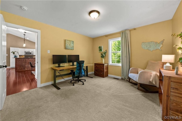 201 School Rd, Dillwyn, VA 23936 - office area with dark colored carpet and vaulted ceiling