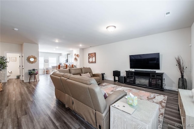 12325 Petrel Xing Unit 7, Midlothian, VA 23112 - living room featuring dark wood-type flooring and recessed lighting