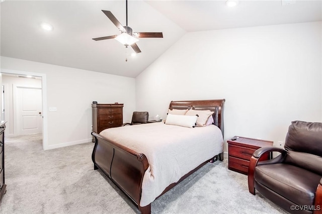 12325 Petrel Xing Unit 7, Midlothian, VA 23112 - bedroom with vaulted ceiling, light colored carpet, recessed lighting, and a ceiling fan