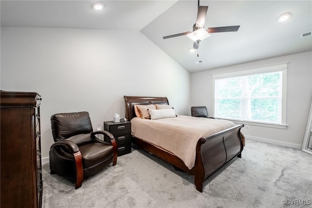 12325 Petrel Xing Unit 7, Midlothian, VA 23112 - bedroom with vaulted ceiling, light carpet, ceiling fan, and recessed lighting