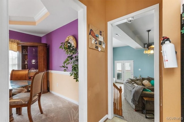 1408 Windrow Ct, Henrico, VA 23223 - hall featuring carpet floors and crown molding