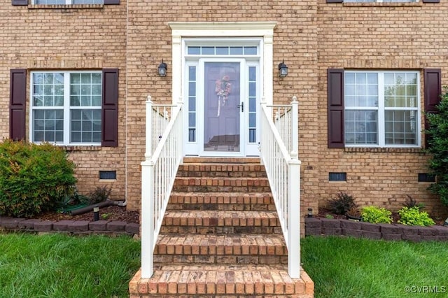 1408 Windrow Ct, Henrico, VA 23223 - view of exterior entry featuring brick siding and crawl space