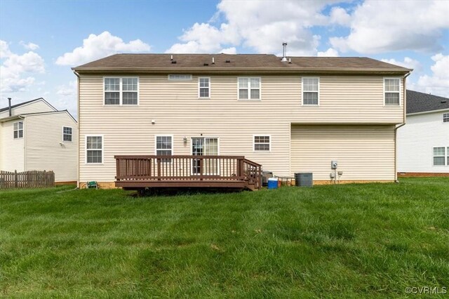1408 Windrow Ct, Henrico, VA 23223 - rear view of house with a lawn and a deck